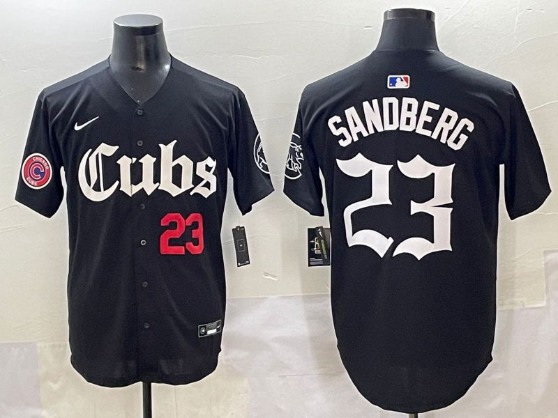 Men 2025 Chicago Cubs #23 Sandberg Black Five generations Joint Name Nike MLB Jersey style 5->chicago cubs->MLB Jersey